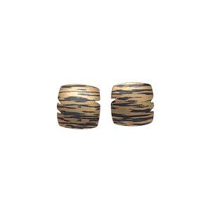 Vintage Paul Morelli 14K Gold Sterling Silver Tiger Stripe Square Earrings 17371
